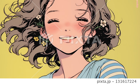 「うふふ」と微笑んでいる若い女性