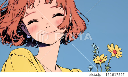 「うふふ」と微笑んでいる若い女性