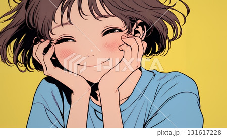 「うふふ」と微笑んでいる若い女性