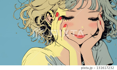 「うふふ」と微笑んでいる若い女性