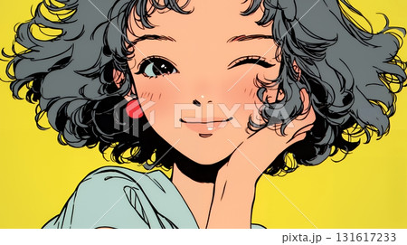 「うふふ」と微笑んでいる若い女性