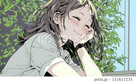 「うふふ」と微笑んでいる若い女性