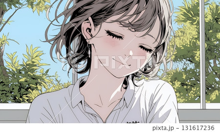 「うふふ」と微笑んでいる若い女性