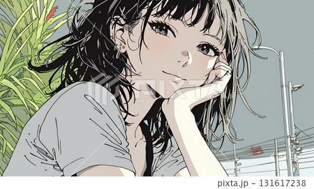 「うふふ」と微笑んでいる若い女性