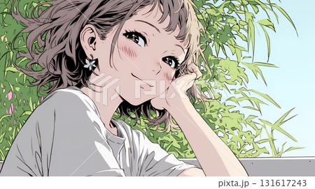 「うふふ」と微笑んでいる若い女性 131617243