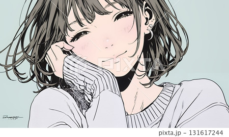 「うふふ」と微笑んでいる若い女性