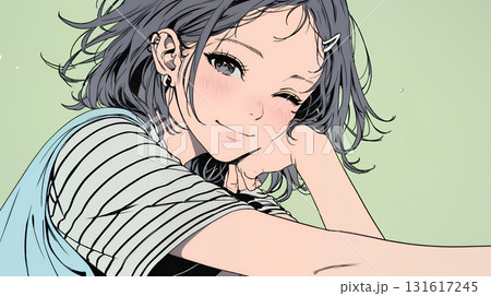 「うふふ」と微笑んでいる若い女性