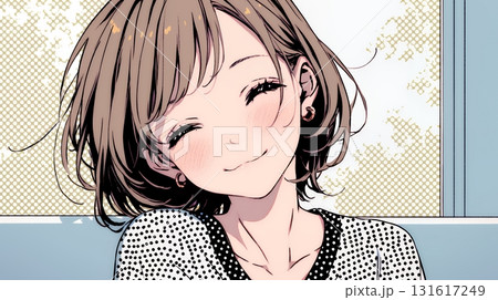 「うふふ」と微笑んでいる若い女性