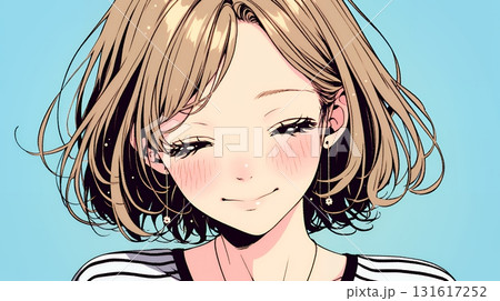 「うふふ」と微笑んでいる若い女性