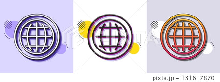 Globe line icon. Halftone dotted pattern. Gradient icon with grain shadow. World or Earth sign. Global Internet symbol. Line globe icon. Various designs. Vector Globe line icon. Halftone dotted pattern. Gradient icon with grain shadow. World or Earth sign. Global Internet symbol. Line globe icon. Various designs. Vector 131617870