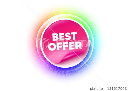 Best offer sticker rainbow gradient. Paper offer price tag. Best offer tag. Special price Sale sign. Advertising Discounts symbol. Sticker label. Grain dots effect. Vector 131617968