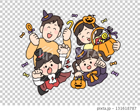 父母與孩子們一起享受萬聖節 131618787