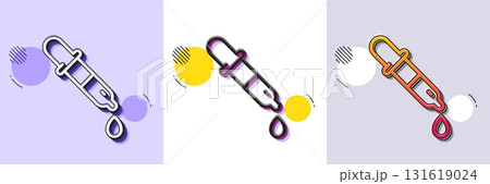 Chemistry pipette line icon. Halftone dotted pattern. Gradient icon with grain shadow. Laboratory sign. Analysis lab symbol. Line chemistry pipette icon. Various designs. Vector 131619024