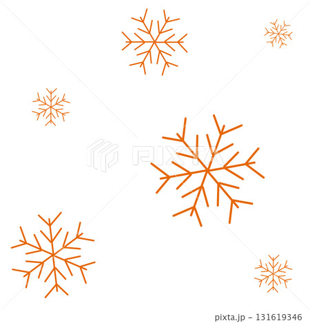オレンジ色の大小の雪の柄 131619346