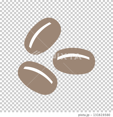 Illustration of three coffee beans brown 131619380
