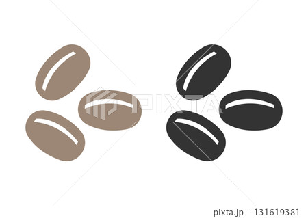 コーヒー豆3粒のイラスト素材　セット 131619381