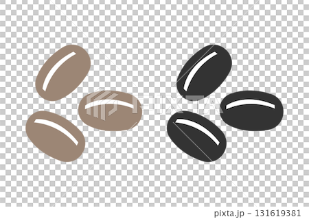 コーヒー豆3粒のイラスト素材　セット 131619381