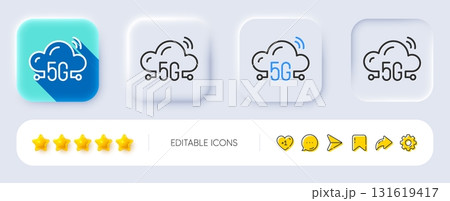 5g cloud computing line icon. Neumorphic, Flat shadow, 3d buttons. Wireless technology sign. Mobile wifi internet symbol. Line 5g cloud icon. Social media icons. Vector 5g cloud computing line icon. Neumorphic, Flat shadow, 3d buttons. Wireless technology sign. Mobile wifi internet symbol. Line 5g cloud icon. Social media icons. Vector 131619417