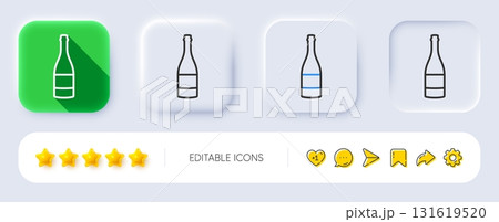 Champagne bottle line icon. Neumorphic, Flat shadow, 3d buttons. Anniversary alcohol sign. Celebration event drink. Line champagne bottle icon. Social media icons. Vector Champagne bottle line icon. Neumorphic, Flat shadow, 3d buttons. Anniversary alcohol sign. Celebration event drink. Line champagne bottle icon. Social media icons. Vector 131619520