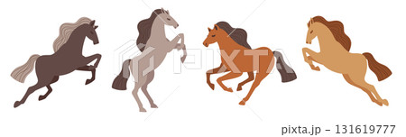 馬・干支・走る野生の馬セット 馬・干支・走る野生の馬セット 131619777