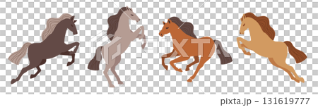 馬・干支・走る野生の馬セット 馬・干支・走る野生の馬セット 131619777