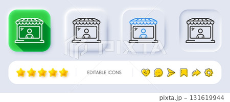 Market seller line icon. Neumorphic, Flat shadow, 3d buttons. Wholesale store buyer sign. Retail marketplace symbol. Line market seller icon. Social media icons. Vector Market seller line icon. Neumorphic, Flat shadow, 3d buttons. Wholesale store buyer sign. Retail marketplace symbol. Line market seller icon. Social media icons. Vector 131619944