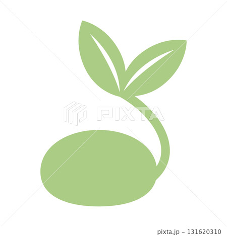 芽が出た種子のフラットイラスト素材｜やさしい緑色・エコ・オーガニック 131620310