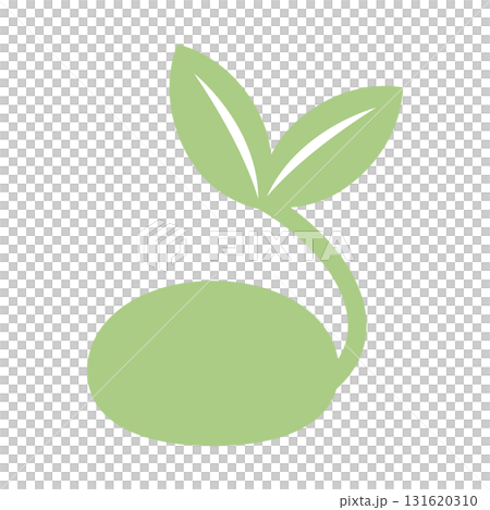 芽が出た種子のフラットイラスト素材｜やさしい緑色・エコ・オーガニック 131620310