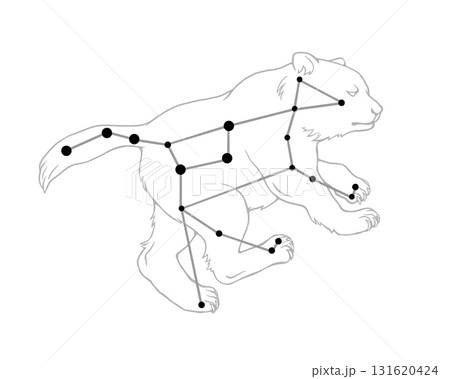 おおぐま座のモノクロ線画イラスト 131620424