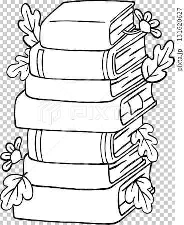 Fall Bookish Reading Stack of Books with Autumn Leaves and Floral Hand Drawn Fall Bookish Reading Stack of Books with Autumn Leaves and Floral Hand Drawn 131620627