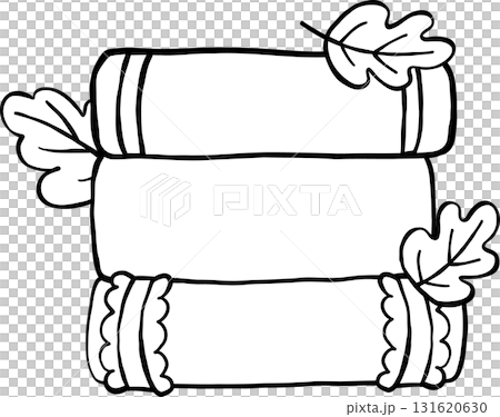 Fall Bookish Outline Stack of Books with Autumn Leaves Hand Drawn 131620630