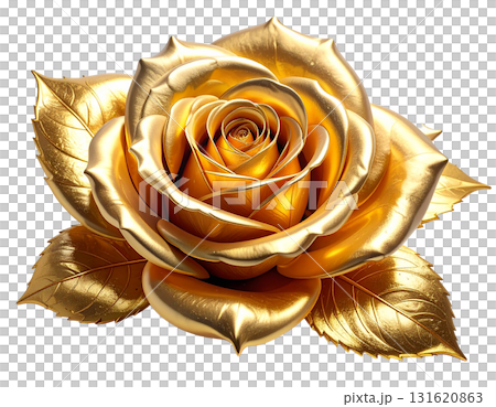 Glossy and luxurious golden glitter rose PNG image 131620863
