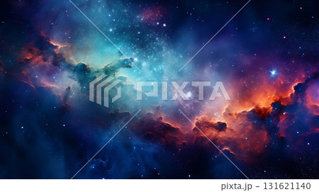 カラフルな星雲と輝く銀河の風景 カラフルな星雲と輝く銀河の風景 131621140