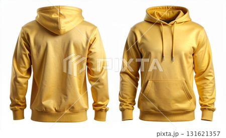 Two Blank Gold hoodie template. Hoodie sweatshirt long sleeve with clipping path, hoodie for design mockup for print, isolated on white background. Two Blank Gold hoodie template. Hoodie sweatshirt long sleeve with clipping path, hoodie for design mockup for print, isolated on white background. 131621357