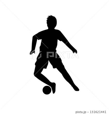 Football Soccer player silhouette with ball. Sport player shooting on white background. Football Soccer player silhouette with ball. Sport player shooting on white background. 131621441