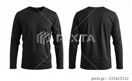 Blank long sleeve T Shirt template front and back view on white background Blank long sleeve T Shirt template front and back view on white background 131621512