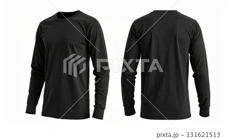 Blank long sleeve T Shirt template front and back view on white background Blank long sleeve T Shirt template front and back view on white background 131621513