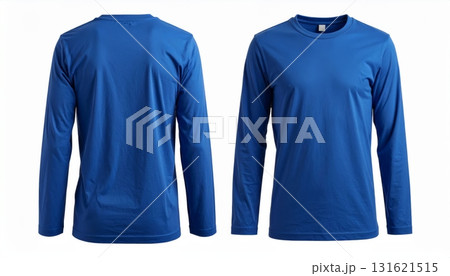 Blank long sleeve T Shirt template front and back view on white background 131621515