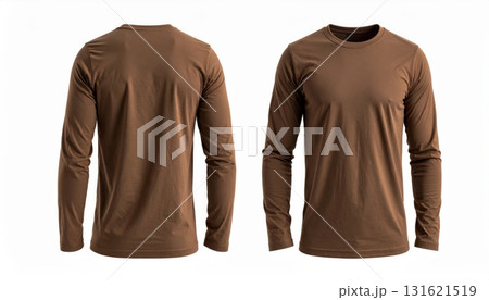 Blank long sleeve T Shirt template front and back view on white background 131621519