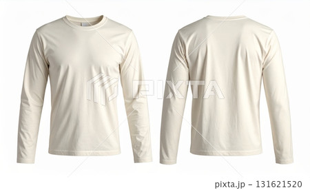 Blank long sleeve T Shirt template front and back view on white background 131621520