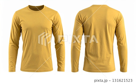 Blank long sleeve T Shirt template front and back view on white background 131621523