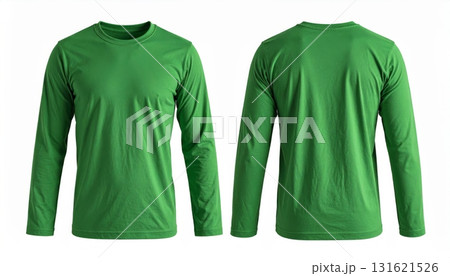 Blank long sleeve T Shirt template front and back view on white background Blank long sleeve T Shirt template front and back view on white background 131621526