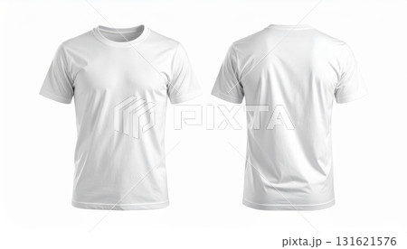 t shirt front and back view, isolated on white background. 131621576