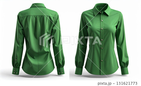 Two 3d woman blouse office formal shirt front and back view. Two 3d woman blouse office formal shirt front and back view. 131621773