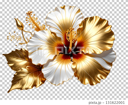 A PNG image of a golden hibiscus creating a tropical atmosphere 131622001