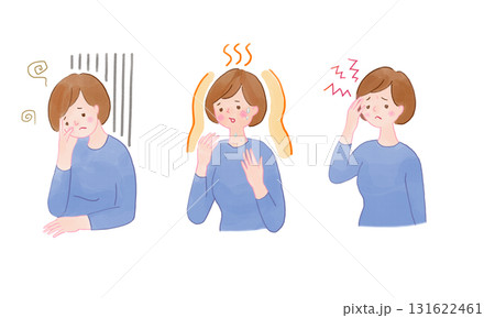 更年期の女性の症状イラスト　更年期障害 131622461