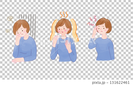 更年期の女性の症状イラスト　更年期障害 131622461