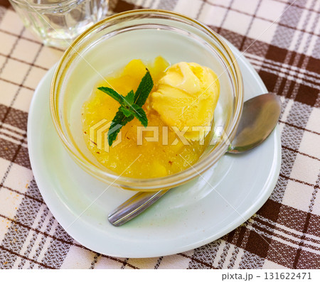 Apple compote with vanilla ice cream Apple compote with vanilla ice cream 131622471