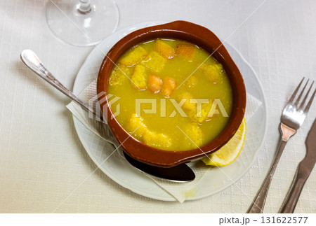 Sopa de picadillo is traditional Spanish dish from Andalusia 131622577