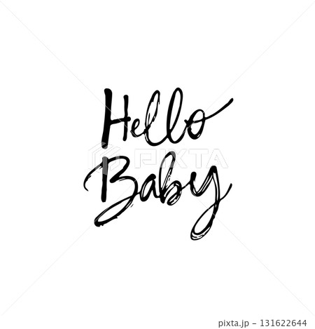 Elegant 'Hello Baby' Calligraphy Design for Nursery Decor and Greeting Cards 131622644